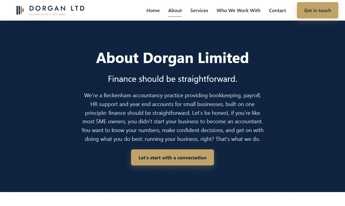 New Dorgan Limited About page on dorganlimited.co.uk